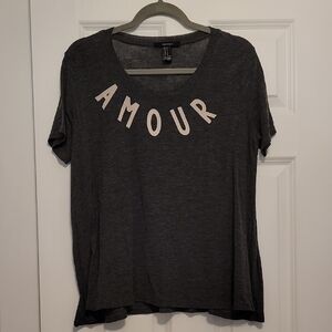 Forever 21 Black Graphic T-Shirt Relaxed Fit